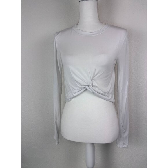 IVL collective Tops - IVL Collective women's 6 white long sleeve cropped knotted front athletic top